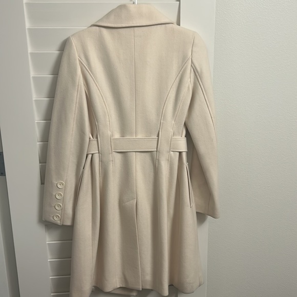 Guess off-white double-breathed belted wool-blend midi coat, size S - Picture 2 of 8